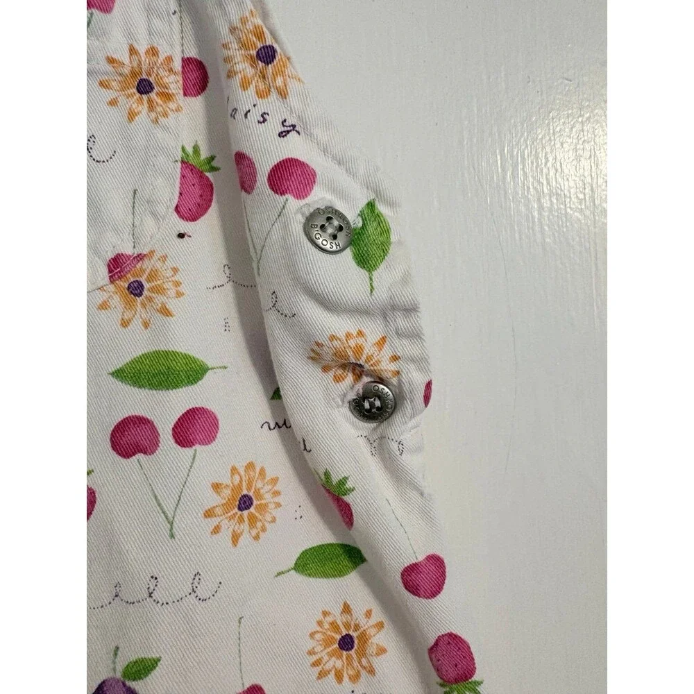 Oshkosh B'gosh Vintage 90's fruit and floral print overall white dress Size 5